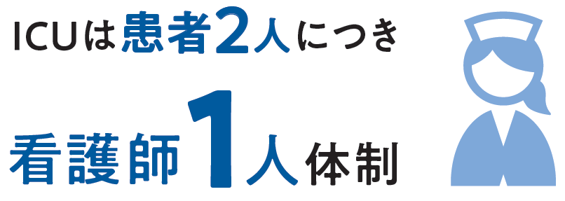 ICUは患者2人につき看護師1人体制