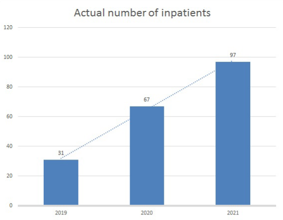 Actual number of inpatients:By registered domicile
