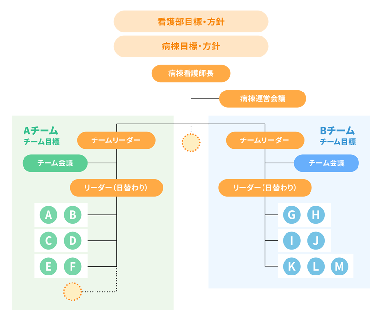 固定チームナーシングとＰＮＳ混合型の組織図